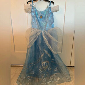 Disney Princess Girl’s Cinderella Costume Dress Sequins Blue Size 7/8